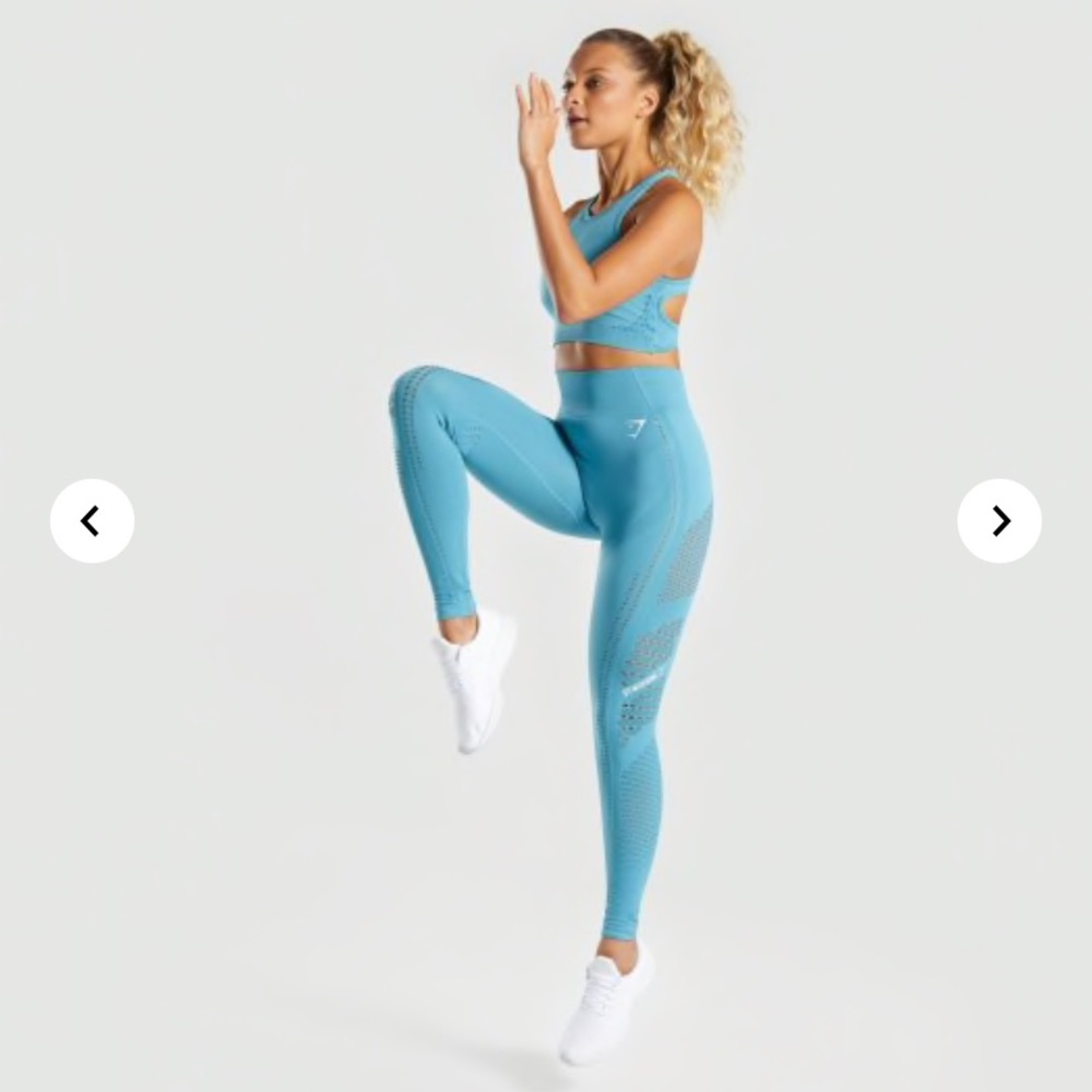 Women’s Gymshark leggings and crop top in sea blue